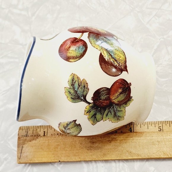 Pier 1 Macintosh Earthenware Creamer 12 oz pitcher 4" England apples cherries - Picture 9 of 11